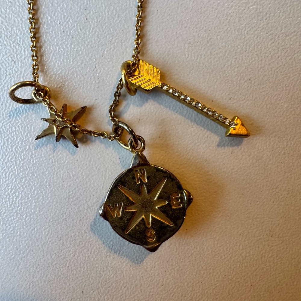 Gold Compass & Arrow Charm Necklace
